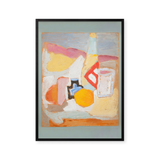 Still life with orange, bottle and inkwell