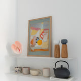Still life with orange, bottle and inkwell