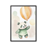 Panda med ballon i luften