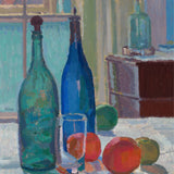 Blue and Green Bottles and Oranges